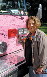 Sharon Shepherd signs a
                                          truck